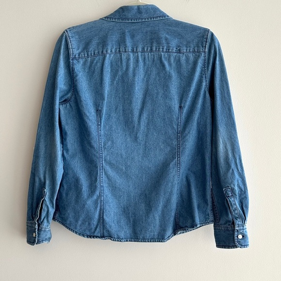 Talbots Petites Denim Button-Up Shirt, Medium Wash Chambray Shirt, Size SP - Picture 11 of 15
